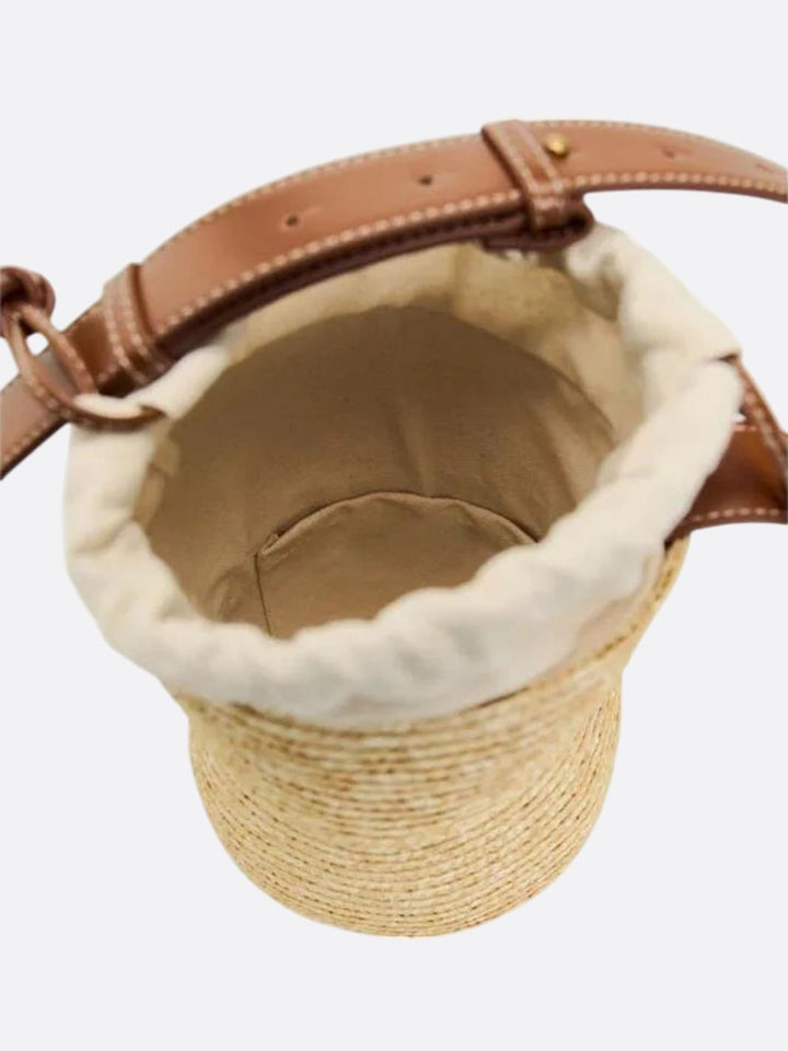 Sac en paille et cuir marron