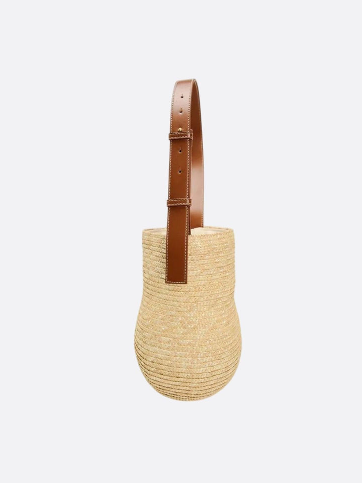 Sac en paille et cuir marron