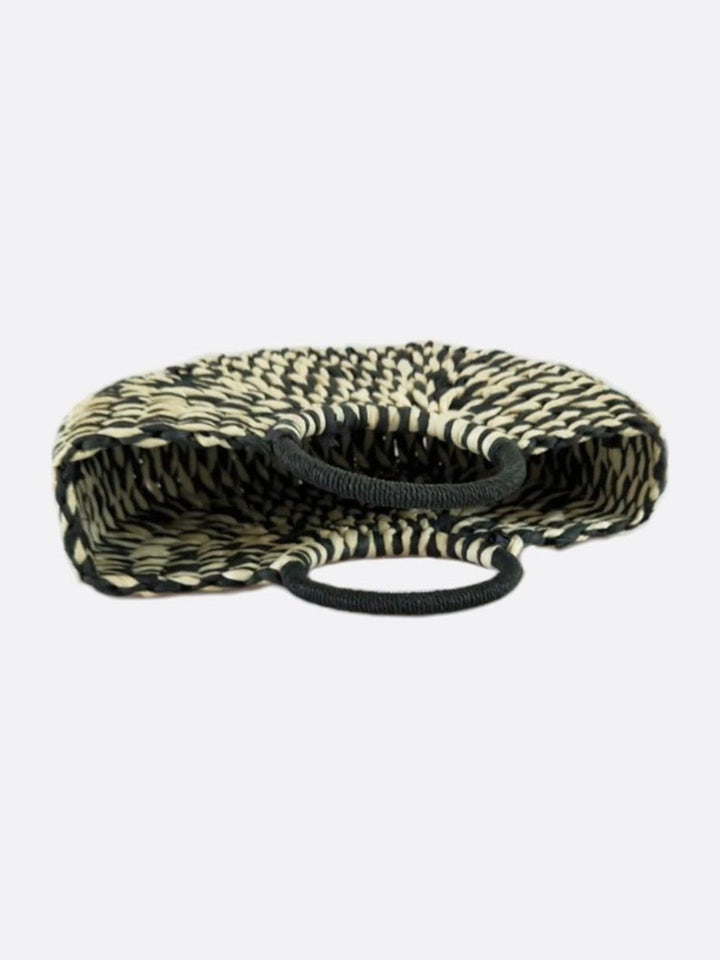 Sac panier en osier noir et blanc