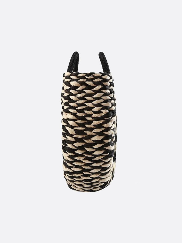 Sac panier en osier noir et blanc